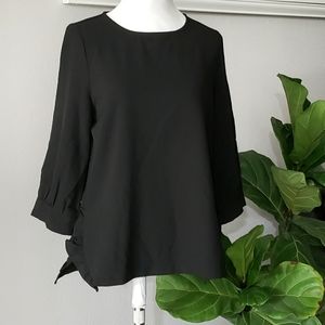 New COA Jewel Neck Crepe Blouse Ruffle Sides
